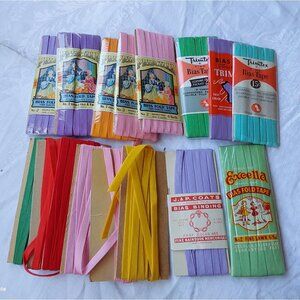 Lot of vintage 1930s-1960s double fold narrow bias tape cotton pink purple green